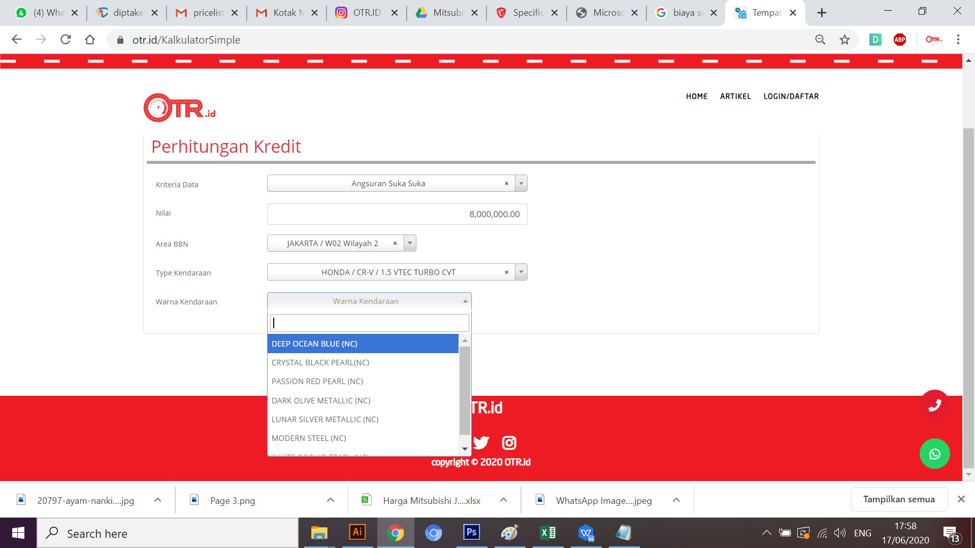 Simulasi Kredit Honda CR-V 2020 OTR.id